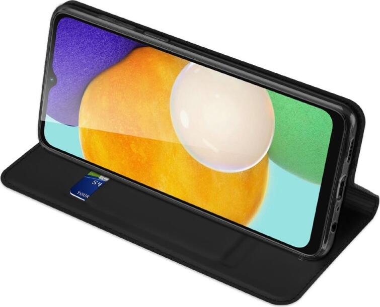 Helmet Shell Flip Wallet Case for Samsung Galaxy M12 4G, Nylon Book-Style Cover with Card Slots and Magnetic Closure, Shockproof Protection, Black