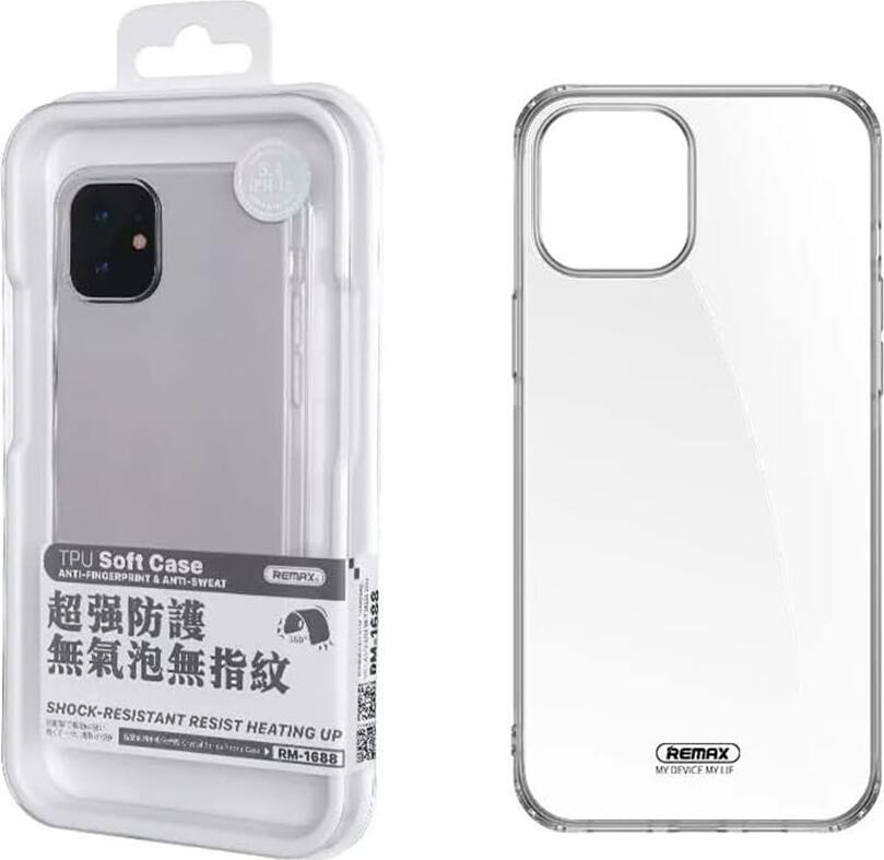 Чехол Remax RM-1688 Crystal Series из TPU для iPhone 12, прозрачный, противоударный, с защитой от отпечатков пальцев и пожелтения
