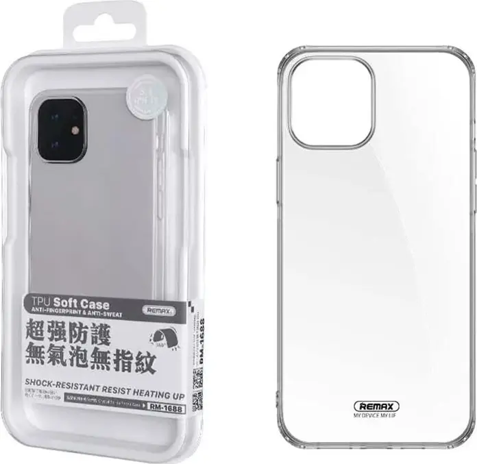Чехол Remax RM-1688 Crystal Series из TPU для iPhone 12, прозрачный, противоударный, с защитой от отпечатков пальцев и пожелтения
