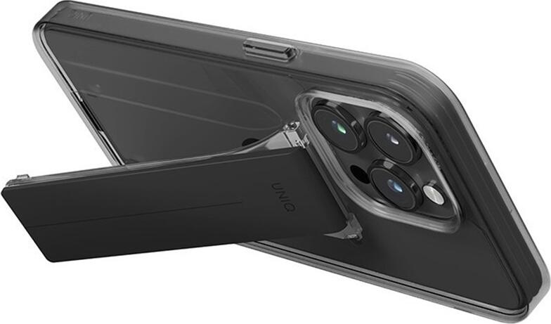 Uniq Case for iPhone 15 Pro Heldro Mount with Stand, Smoke