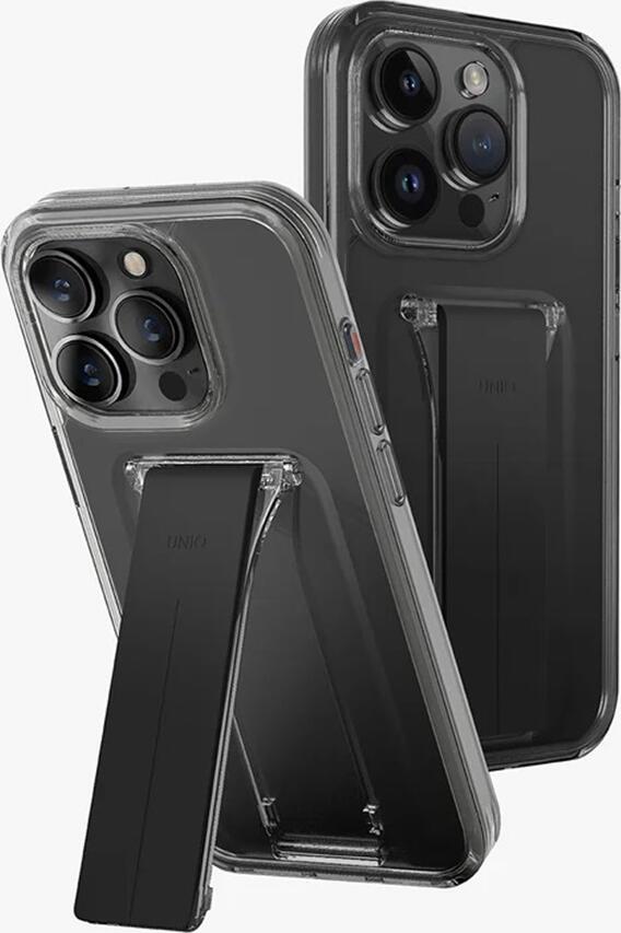Чехол Uniq Heldro Mount+ для iPhone 15 Pro 6.1", защитный TPU-кейс со складной подставкой, лентой MountGrip и поддержкой магнитных автомобильных держателей