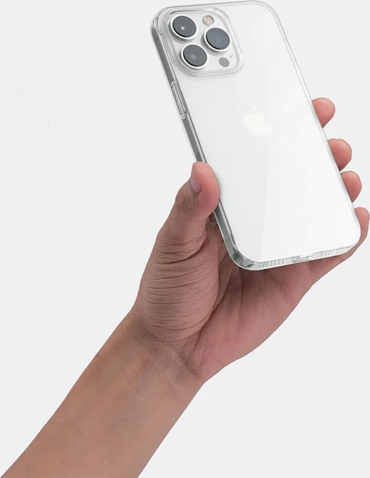 Husa Helmet Case pentru iPhone 15 Pro, Cover Transparent din TPU Flexibil, Protectie Shockproof Anti-Galbenire cu Margini Ridicate si Textura Anti-Alunecare
