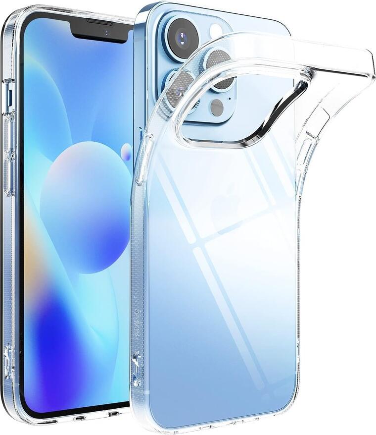 Helmet Case for iPhone 13 Pro, Clear Transparent TPU Flexible Cover, Shock-Absorbing and Scratch-Resistant Protective Case with Raised Edges