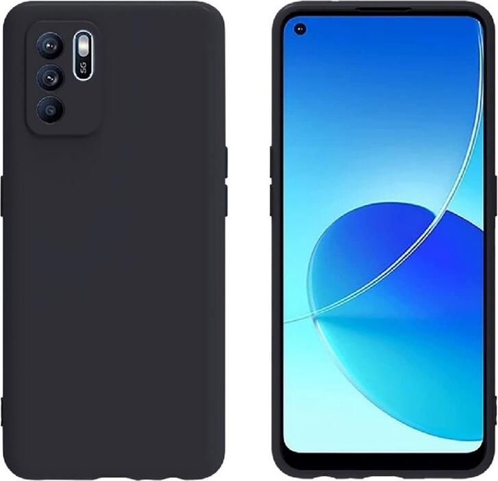 Helmet Liquid Silicone Case for Oppo Reno 6, Matte Shock-Absorbent Protective Cover, Anti-Slip Dust-Resistant Shell with Raised Edges, Black