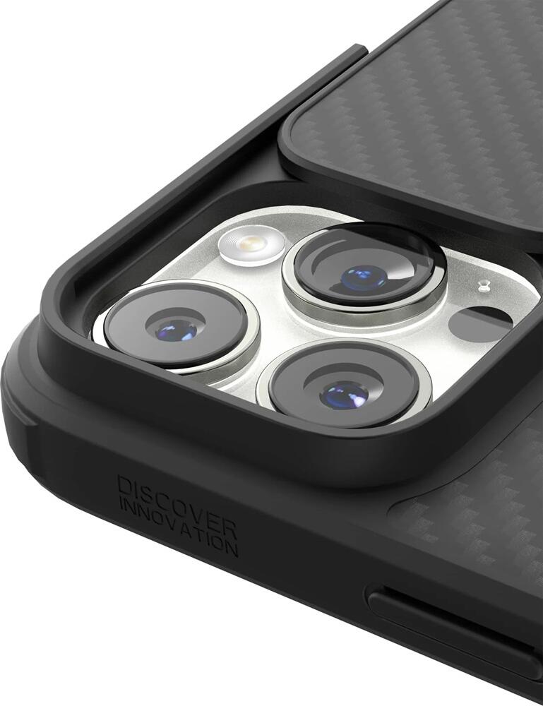 Nillkin Synthetic Fiber S Case for iPhone 14 Pro Max, MagSafe Compatible Carbon Fiber & TPU Cover with Sliding Camera Protection and Shockproof Airbags