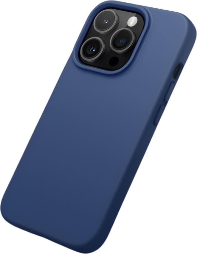 Защитный чехол Helmet для Apple iPhone 14 Pro, синий полноразмерный силиконовый кейс Soft Touch с приподнятым бортом для защиты линз камеры