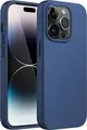 Защитный чехол Helmet для Apple iPhone 14 Pro, синий полноразмерный силиконовый кейс Soft Touch с приподнятым бортом для защиты линз камеры