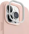 UNIQ Lino Hue Hybrid Case for iPhone 15 Pro, Pink, Liquid Silicone and Microfibre, MagClick Magnetic Wireless Charging, Interchangeable Camera Bezels