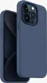 UNIQ Lino Hue Hybrid Case for iPhone 15 Pro, Blue, Liquid Silicone and Microfibre, MagClick Magnetic Wireless Charging, Interchangeable Camera Bezels
