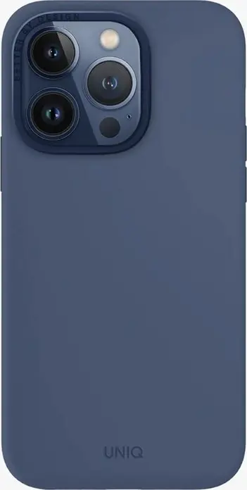 UNIQ Lino Hue Hybrid Case for iPhone 15 Pro, Blue, Liquid Silicone and Microfibre, MagClick Magnetic Wireless Charging, Interchangeable Camera Bezels