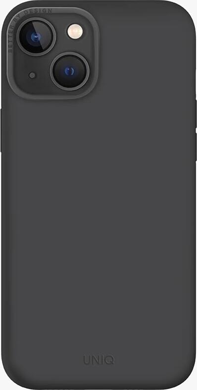 Husa UNIQ Lino Hue MagClick Charging pentru iPhone 14 (6.1"), Silicon Lichid Hybrid Silicore cu Captusala de Microfibra, Compatibila MagSafe, Gri