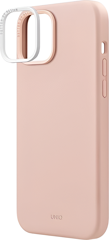 Husa UNIQ Lino Hue Hybrid din Silicon pentru Apple iPhone 15, Roz, Incarcare Wireless Magnetica MagClick, Silicon Lichid cu Captusala din Microfibra