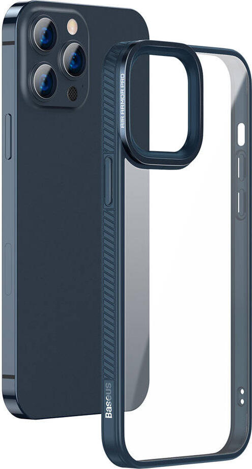 Чехол Baseus Air Armor Pro Crystal для iPhone 13 Pro, Синий, поддержка MagSafe, противоударный бампер TPU и панель PC, 3-слойная защита камеры, противоскользящий захват