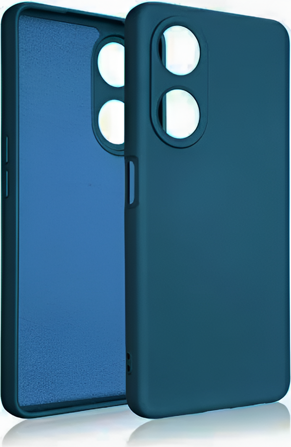 Blue Liquid Silicone Case for Oppo A98, Helmet Style Protective Cover with Raised Camera Protection and Screen Edge Guards, Precise Cutouts
