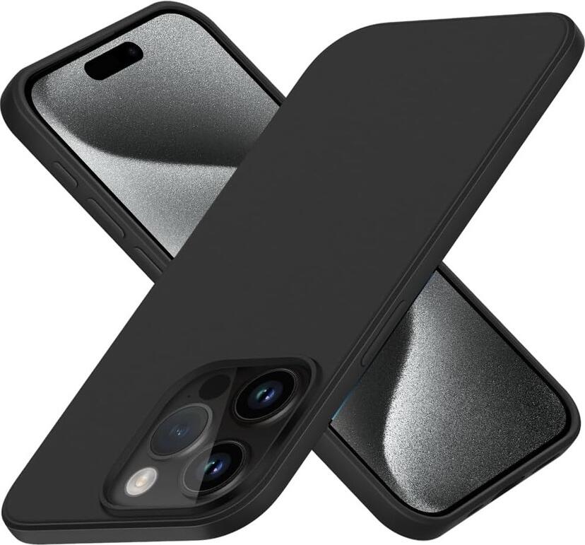 Чехол Helmet из жидкого силикона для iPhone 15 Pro Max HMT-CLSIP15PMBK, противоударный матовый кейс с текстурой Grid, 6.7 дюйма