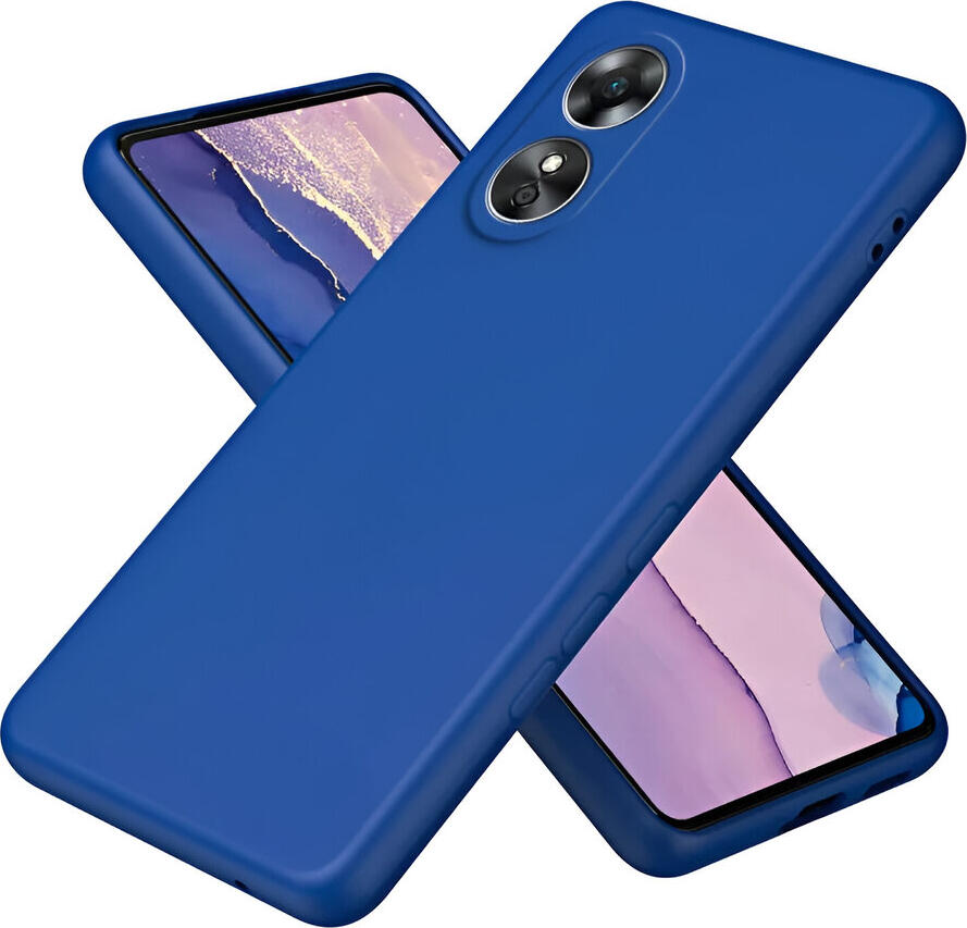 Husa DMLink Helmet Case pentru Oppo A17, Albastru, din Silicon Lichid Shockproof, Protectie Mata Rezistenta la Praf cu Margini Ridicate, 6.56 inch