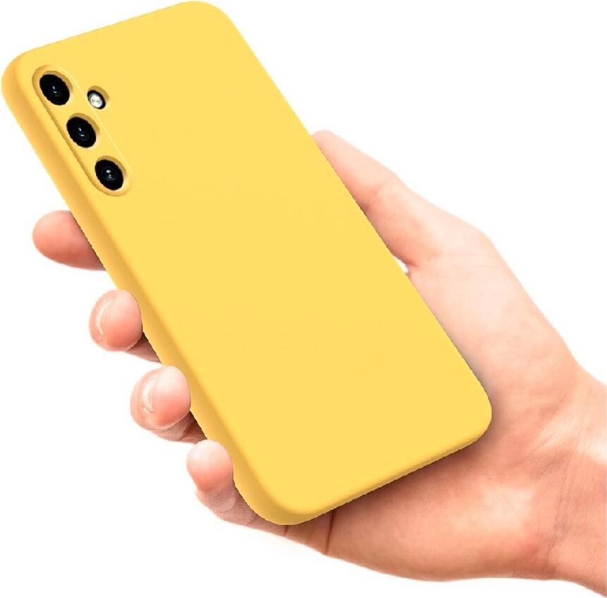 WOO Liquid Silicone Case for Samsung Galaxy A15 4G, Yellow, Shockproof Smooth Matte Cover, Grid Impact Design, Dust and Scratch Resistant, 6.5 inch