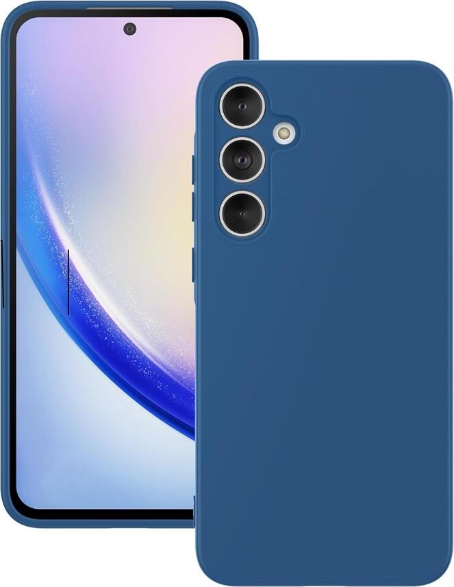 WOO Case for Samsung Galaxy A35 5G, Liquid Silicone Shockproof Protective Cover, Grid Impact Distribution Design, Anti-Slip Soft Touch, Blue