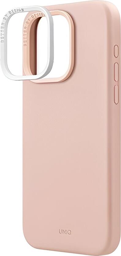 Чехол Uniq Lino Hue MagClick для Apple iPhone 15 Pro Max, Розовый, гибридный двухслойный из жидкого силикона с микрофиброй, магнитная беспроводная зарядка