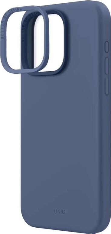 Чехол Uniq Lino Hue MagClick для Apple iPhone 15 Pro Max, Синий, гибридный двухслойный из жидкого силикона с микрофиброй, магнитная беспроводная зарядка