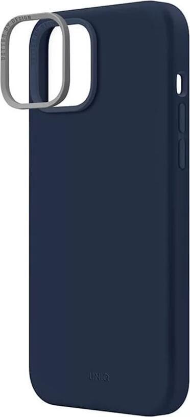 Uniq Lino Case for iPhone 14 (6.1"), Dual-Layer Hybrid Liquid Silicone Cover with Microfiber Lining and Interchangeable Polycarbonate Lens Bezels