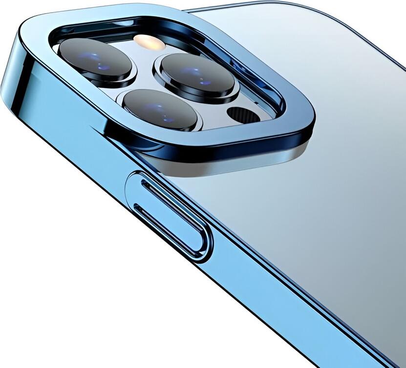 Husa Baseus Glitter pentru iPhone 13 Pro, Protectie Transparenta Albastra cu Margini Intarite Electroplate si Suport Inel Integrat