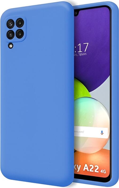 Husa Protectie din Silicon Lichid Albastru pentru Samsung Galaxy M22 4G, Cover Spate TPU Shock-Absorbent cu Coltsuri Ranforsate, Compatibil cu Ecran 6.4 inch