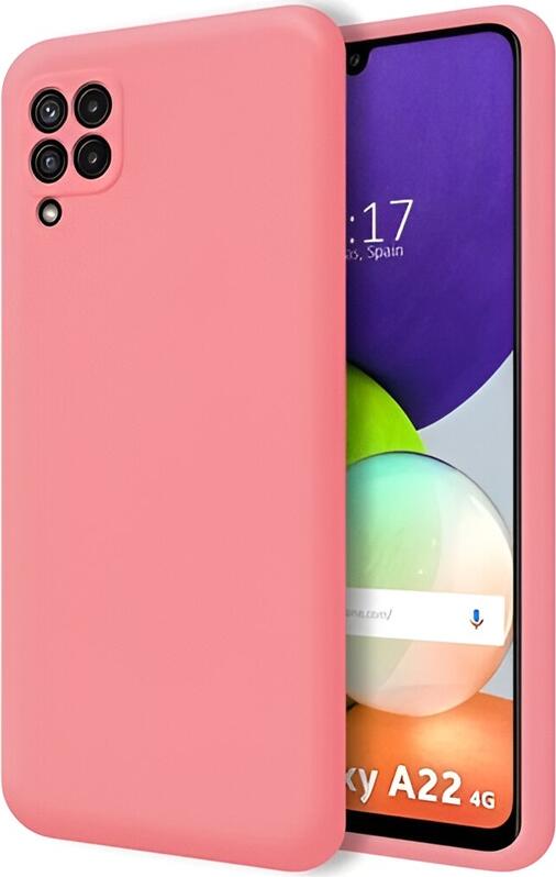 Pink Liquid Silicone Protective Case for Samsung Galaxy M22 4G, Shock-Absorbent TPU Back Cover with Reinforced Corners, 6.4 inch Screen Compatibility