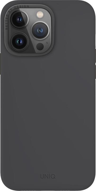 Husa Uniq Lino Hue MagClick pentru Apple iPhone 15 Pro Max, Negru, Strat Dublu Hibrid din Silicon Lichid cu Captusala din Microfibra, Incarcare Magnetica
