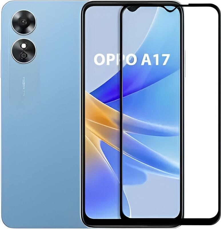 Helmet Diamond Glass 5D Tempered Glass Screen Protector for Oppo A17, 9H Hardness Full Coverage Shockproof and Scratch Resistant, HMTDG4DOPA17BK