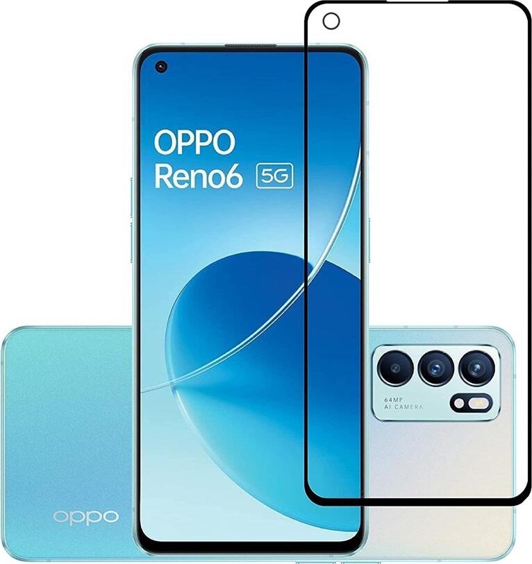 Helmet Diamond Glass 4D Tempered Glass Screen Protector for Oppo Reno 6 5G, Full Coverage Curved Edges, Scratch and Shock Resistant, High Transparency