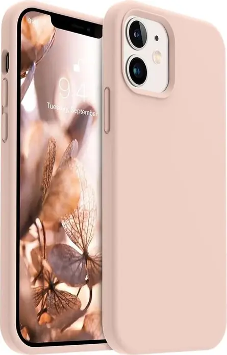 Защитный чехол Helmet для Apple iPhone 12, полноразмерный силиконовый кейс Soft Touch в цвете Rose с приподнятым бортом для защиты линз камеры