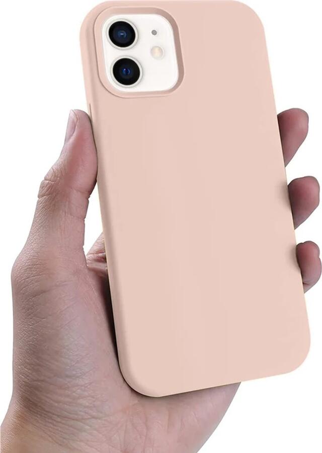 Защитный чехол Helmet для Apple iPhone 12, полноразмерный силиконовый кейс Soft Touch в цвете Rose с приподнятым бортом для защиты линз камеры