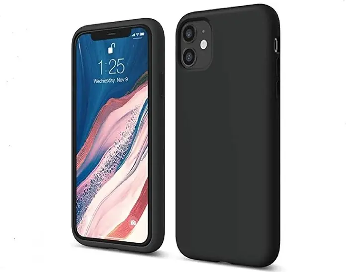Black Liquid Silicone Protective Case for Apple iPhone 11, Soft-Touch Shockproof Back Cover with Full-Body Coverage and Precise Cutouts