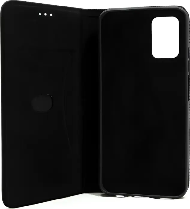 Husa Flip Tip Portofel Negru pentru Xiaomi Redmi Note 8T, Protectie din Nylon Texturat si Piele Sintetica cu Sloturi pentru Carduri si Carcasa TPU