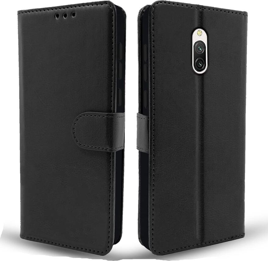 DMLink Helmet Case Shell Flip V2 for Xiaomi Redmi 8A 6.22 inch, Black, Synthetic Leather and TPU Shockproof Dustproof Wallet Flip Cover