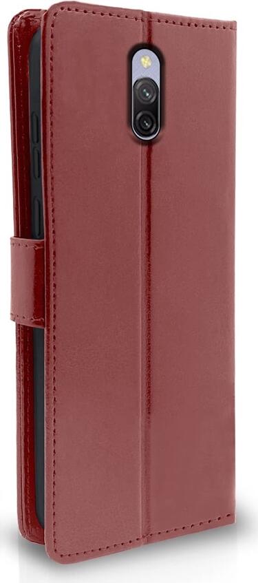 Husa DMLink Helmet Case Shell Flip V2 pentru Xiaomi Redmi 8A 6.22 inch, Culoare: Roșu, din Piele Sintetica si TPU, Shockproof, Rezistenta la Praf, Tip Wallet