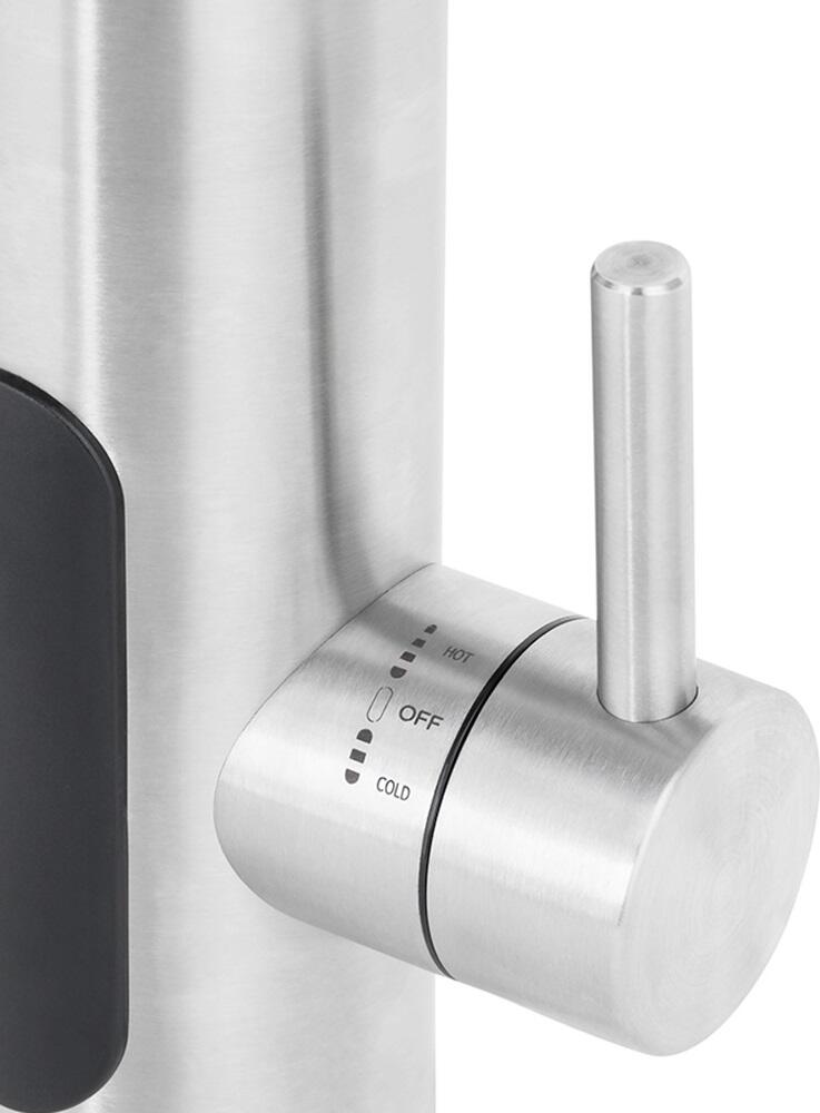 N'oveen IWH560 Instant Electric Water Heater Faucet, Stainless Steel Inox 304, LED Digital Display, 3000-3600W, Tabletop Sink Mounting, Grey