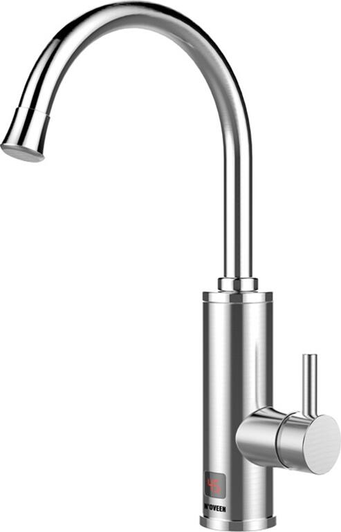 NOVEEN IWH850 Electric Instant Water Heater, 3000-3600W, Stainless Steel INOX 304, Digital LED Temperature Display, IPX4 Waterproof, Silver