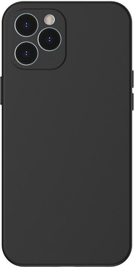 Husa Baseus din Gel de Silicon Lichid pentru iPhone 12 Pro Max, 6.7 inch, Protectie Shock-Resistant Mate, Culoare Negru, Anti-Amprente si Praf cu Margini Ridicate