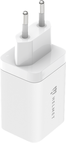 Helmet GaN Wall Charger 45W Fast Charger with 2 USB-C and USB-A Ports, EU Plug, Gallium Nitride Technology, White