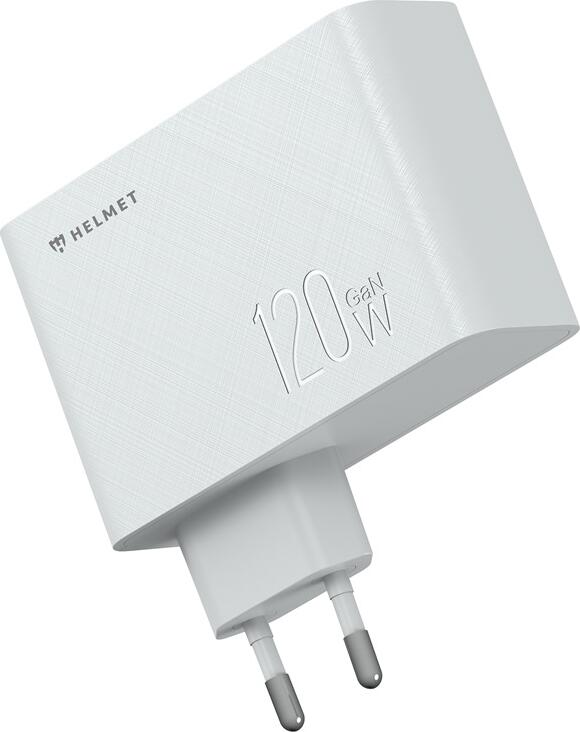 Helmet Wall Charger GaN 1*USB-A+2*Type-C 120W 6A, White
