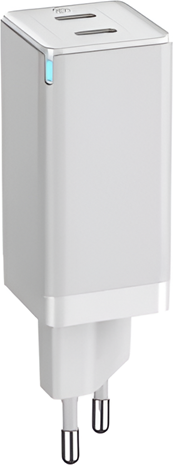 Helmet Wall Charger GaN 1*USB-A+2*Type-C 65W 6A, White