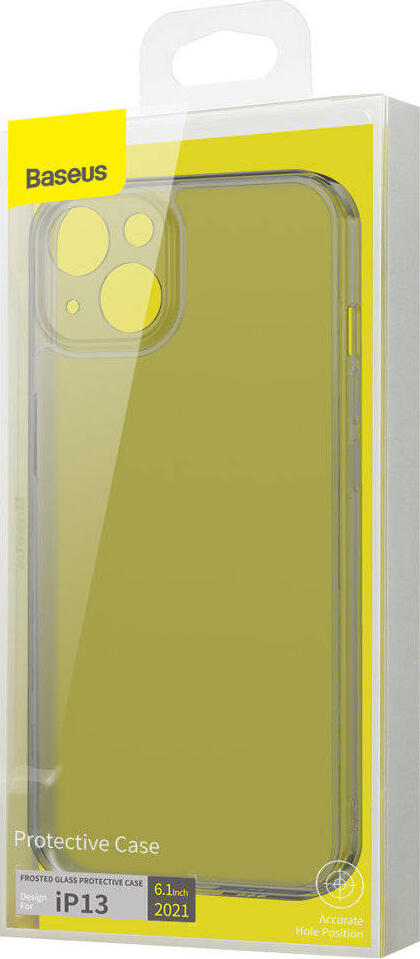 Husa Protectie Baseus din Sticla Mate pentru iPhone 13 (6.1 inch), Spate din Sticla Temperata Anti-amprente, Rama TPU Shockproof, Design Slim