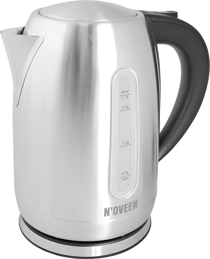 Noveen EK1405 Electric Kettle, 1.7L Capacity, 1850-2000W, Stainless Steel INOX Housing, STRIX Switch, Hidden Heating Element, 360 Rotating Base, Grey