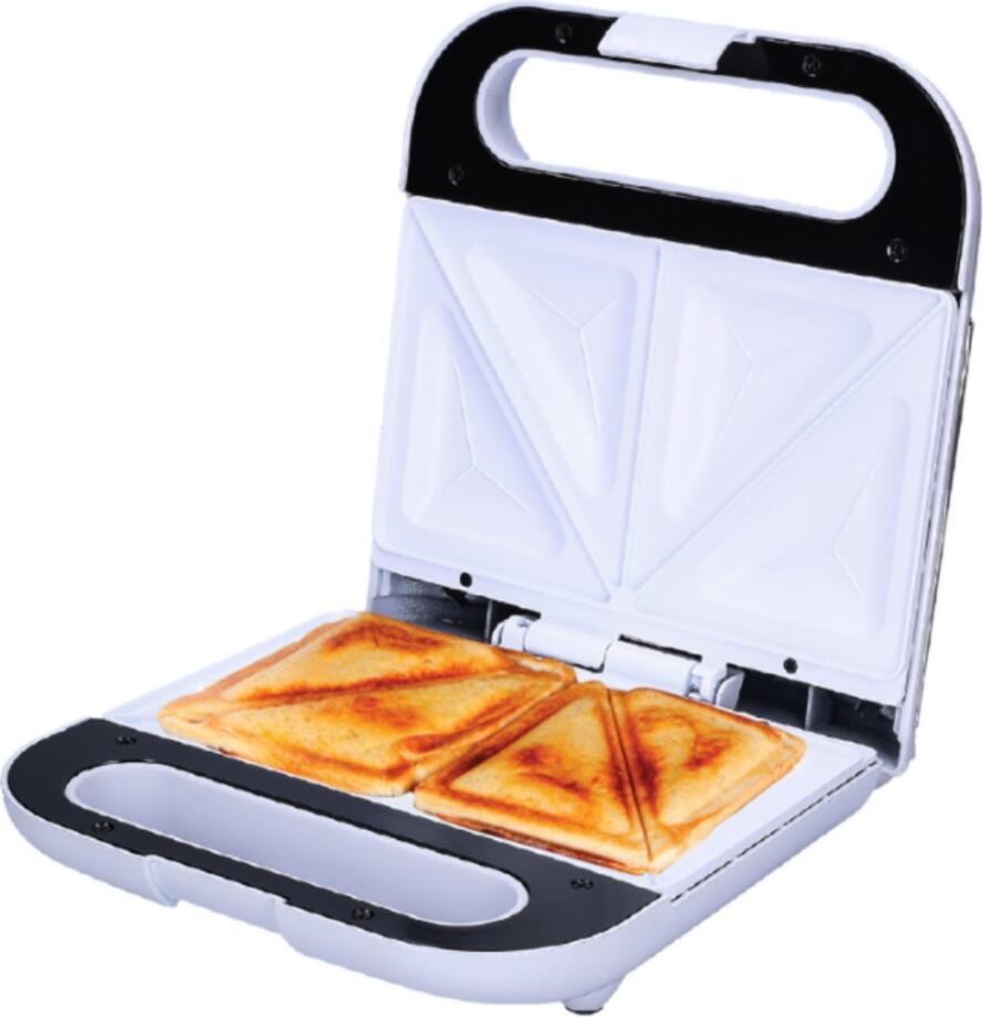 Noveen SM451 Ceramic Inox Sandwich Maker, 800W Non-Stick Ceramic Marble Plates, Stainless Steel Housing, Cool Touch Handle, Silver/White