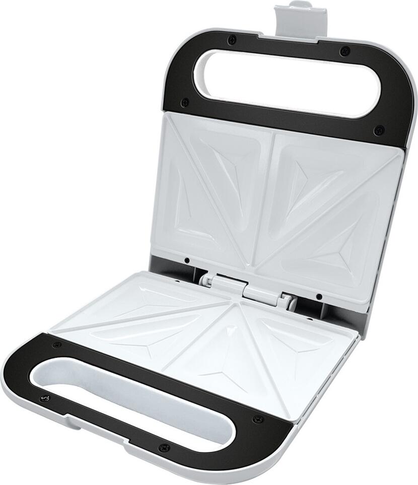 Noveen SM451 Ceramic Inox Sandwich Maker, 800W Non-Stick Ceramic Marble Plates, Stainless Steel Housing, Cool Touch Handle, Silver/White