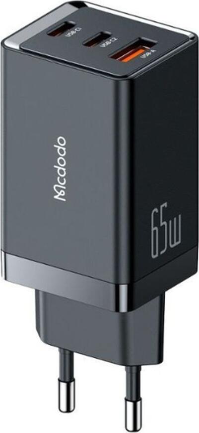 Mcdodo GaN 5 Mini Chargers 2xType-C 1xUSB 65W, Black