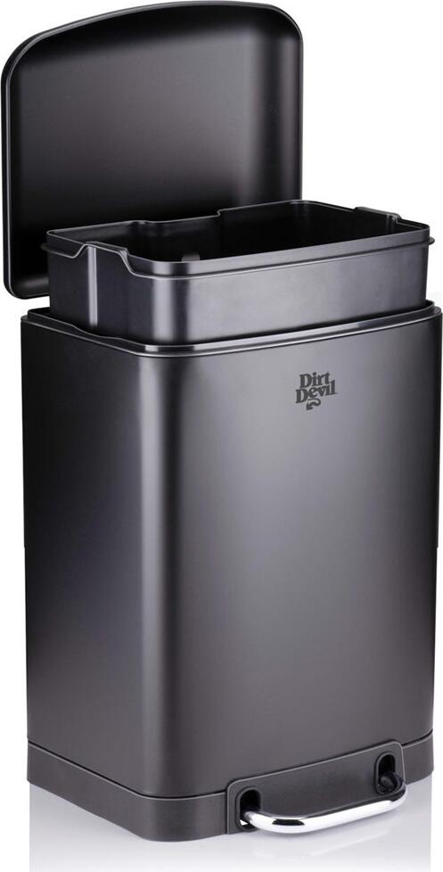 Dirt Devil DDPBIN6 Pedal Bin, 6L Capacity, Stainless Steel, Black, Soft-close Lid, Removable Inner Container, 23 x 22.5 x 32.5 cm