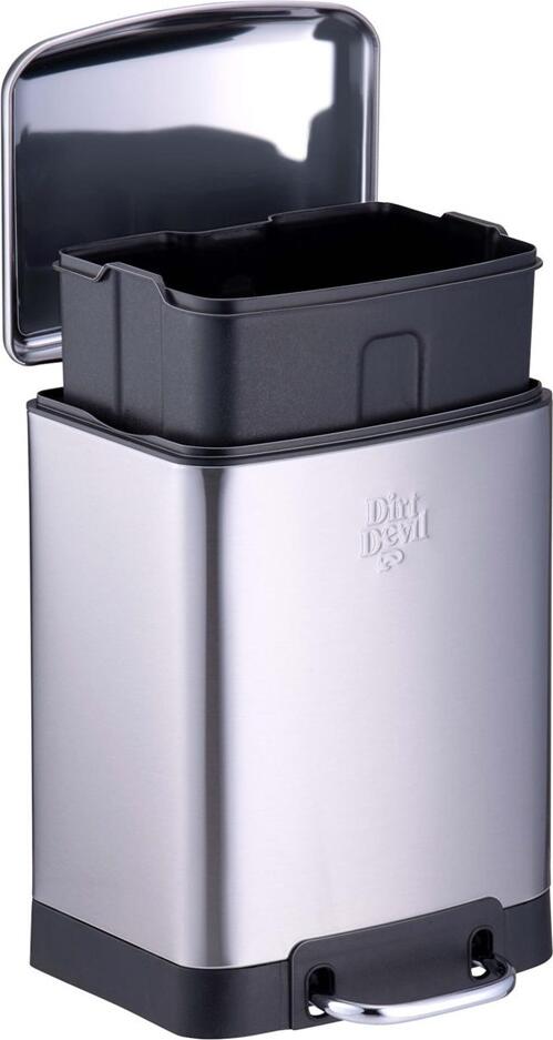 Dirt Devil DDPBIN6 Pedal Bin, 6L Capacity, Stainless Steel, Silver, Soft-close Lid, Removable Inner Container, 23 x 22.5 x 32.5 cm